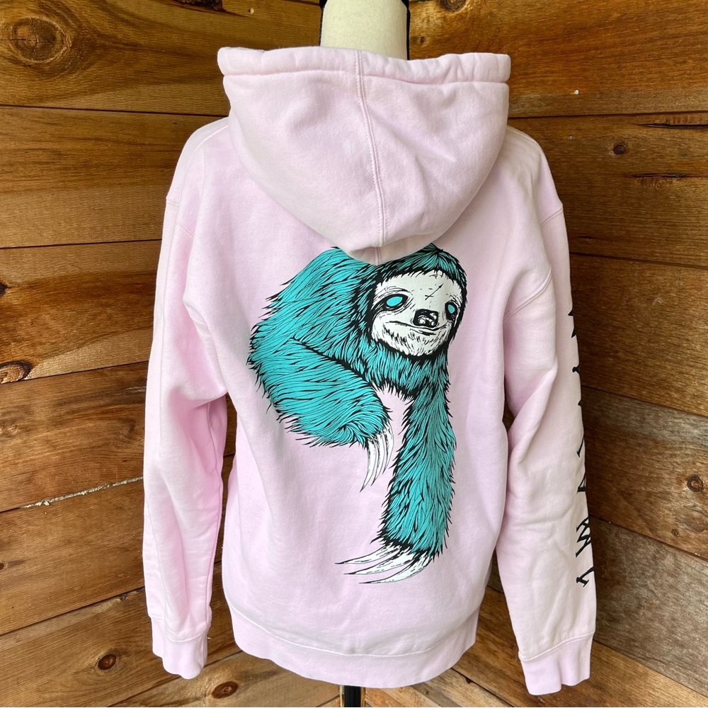 Welcome Blue Sloth Skateboard Hoodie Long Sleeved Pink Handwarmer Pocket Unisex